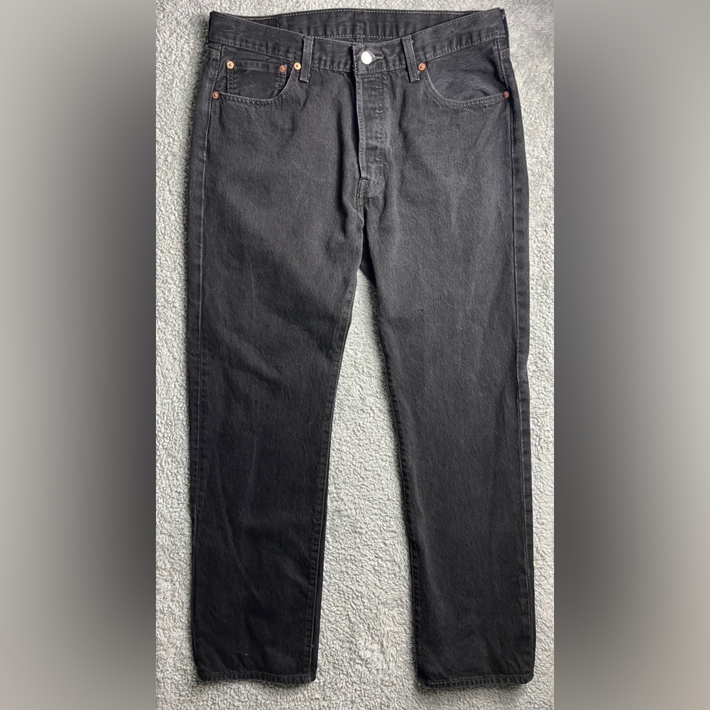 Levi’s 501 Men’s Original Fit Button Fly Jeans Black Denim Size 36x34 Straight